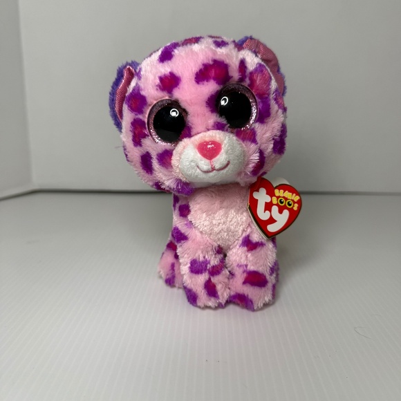 Ty Other - GLAMOUR the PINK PURPLE LEOPARD - Ty 6" Beanie Boos - NEW with TAGS Glitter Eyes